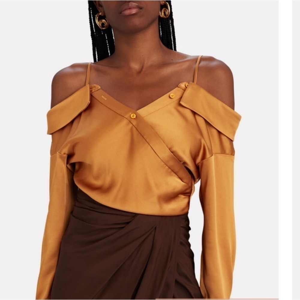 JONATHAN SIMKHAI Haley Cold-Shoulder Wrap-Effect Top